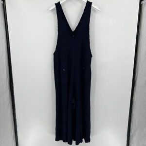 Kleën Linen Viscose Blend‎ Wide Leg Jumpsuit Dark Navy Blue Women’s Size Medium
